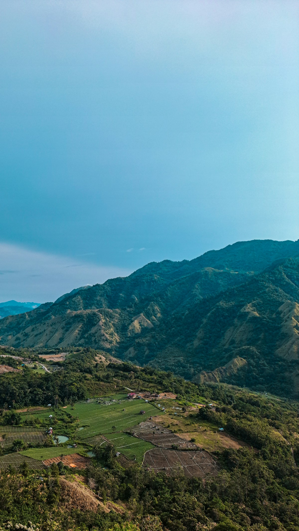Scenic valley with volcanic mountains in the background, Bajawa, Flores, Indonesia
