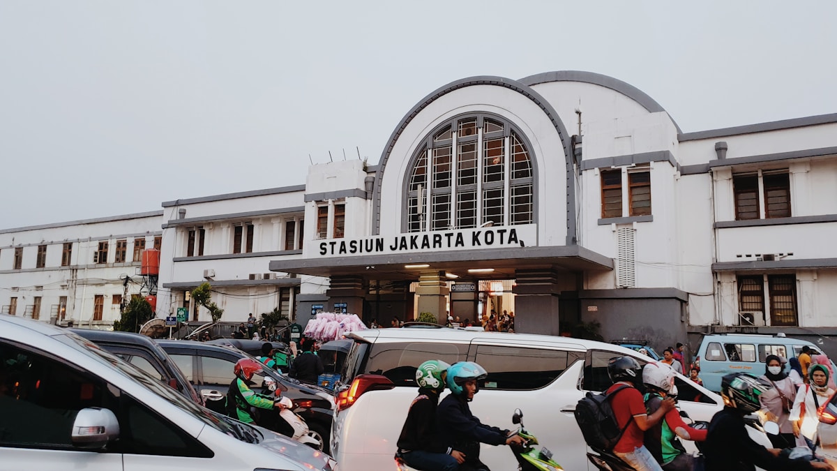 Stasiun Jakarta Kota colonial train station building in Kota Tua old town, Jakarta, Indonesia