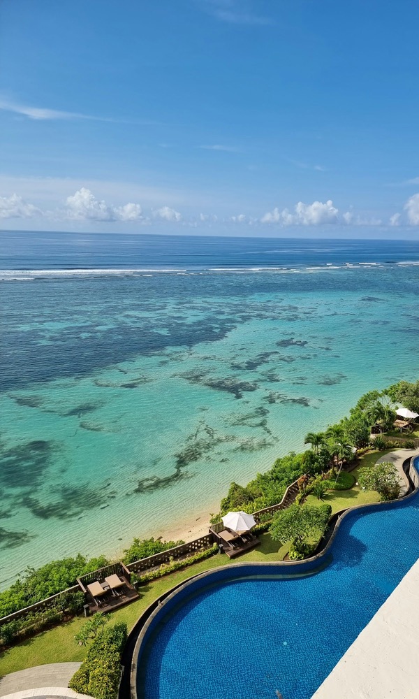 Ocean view from hotel rooftop terrace, Nusa Dua, Bali, Indonesia