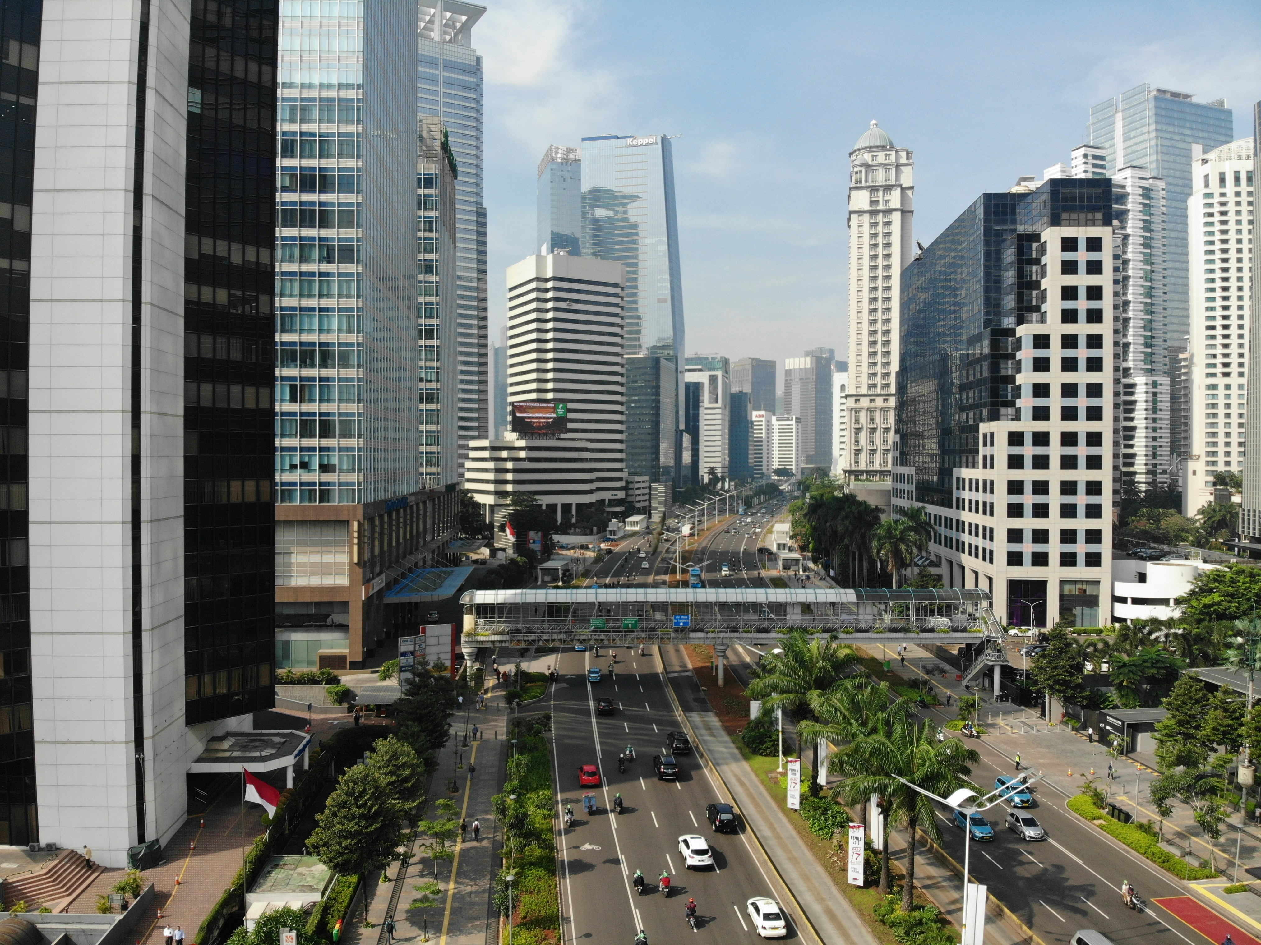 Jakarta CBD skyline along Jalan Sudirman, the main boulevard leading from Soekarno-Hatta Airport