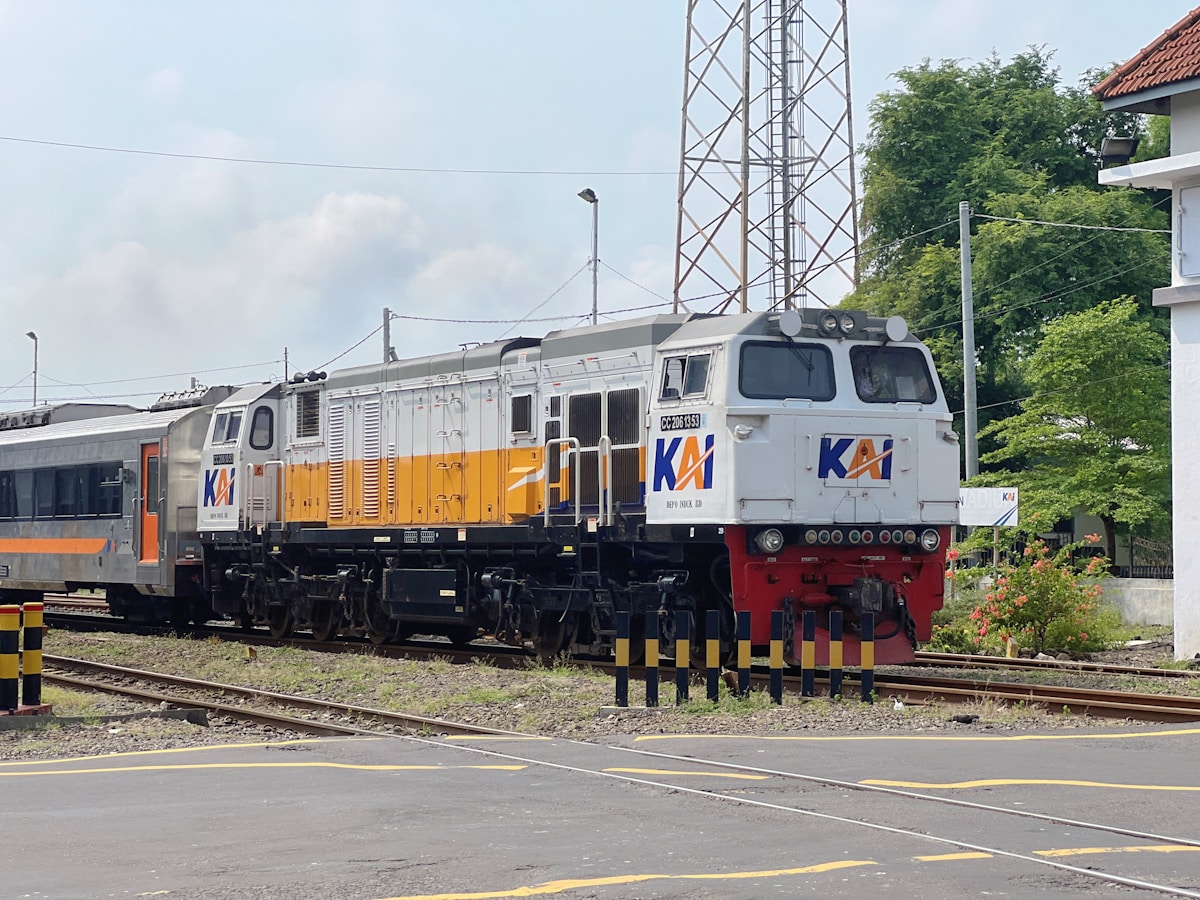 KAI locomotive at Madiun station, East Java, Indonesia