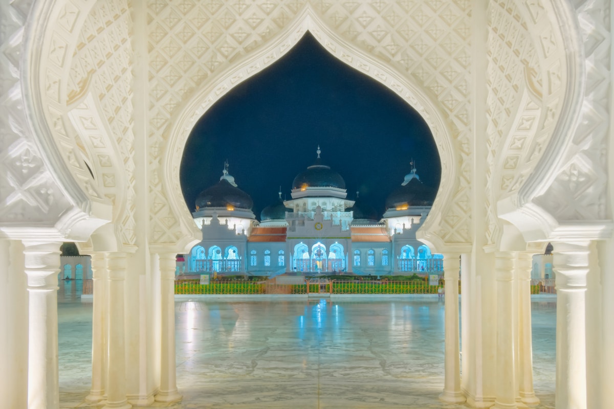 Large white building with blue dome, Semarang, Indonesia