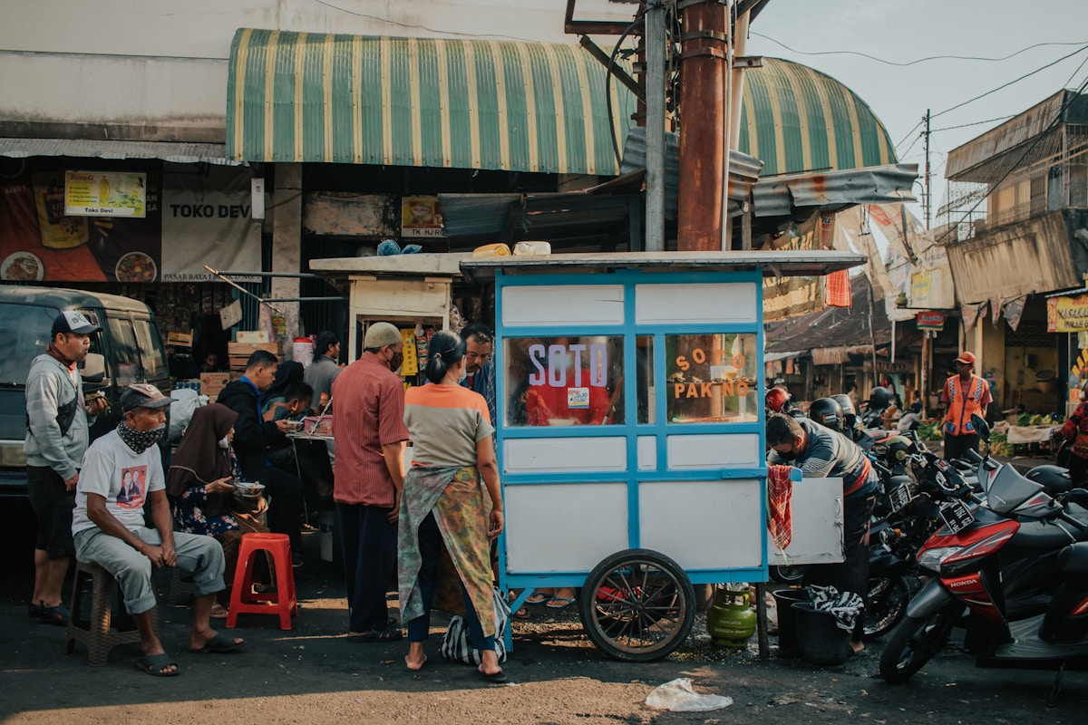 Traditional Indonesian soto soup at a local warung, Salatiga, Java, Indonesia