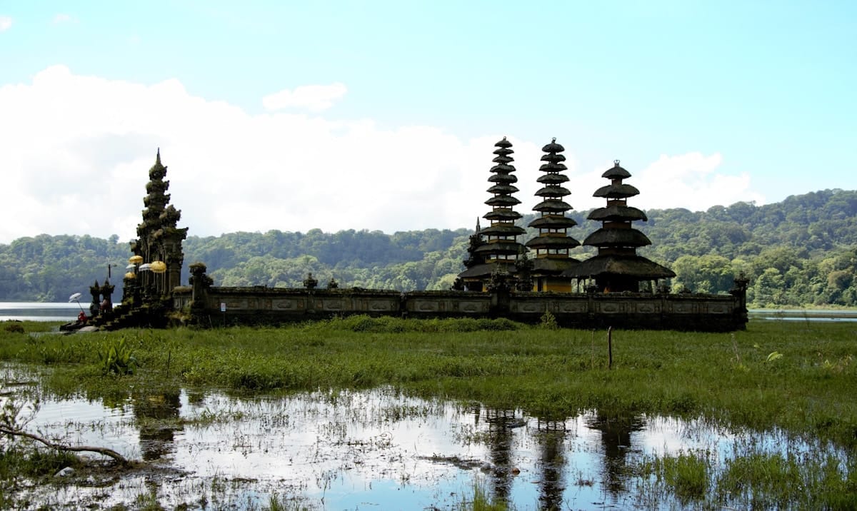 Balinese temple on Lake Tamblingan in Buleleng Regency, north Bali, Indonesia
